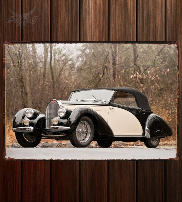 Металлическая табличка Bugatti Type 57C Drophead Coupe Металлическая табличка Bugatti Type 57C Drophead Coupe